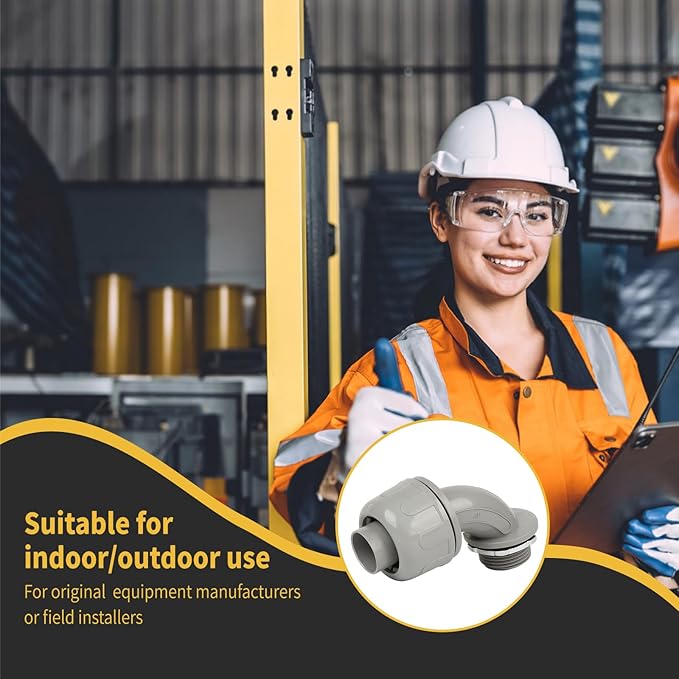 Conduit Connectors, 3/4 Inch Liquid Tight Connector NPT Non-Metallic for PVC Electrical Flexible Conduit Fittings, 90 Degree, UL Listed for Home Outdoor Tubes Tools, Grey (48-Pack)