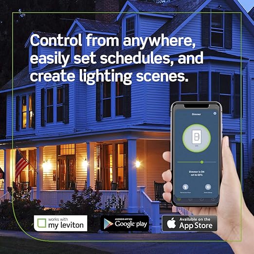 Leviton Decora Smart Voice Dimmer Switch with Amazon Alexa Built-in, Wi-Fi 1st Gen, Neutral Wire Required, Works with My Leviton, Alexa, Google Assistant, DWVAA-1BW, White