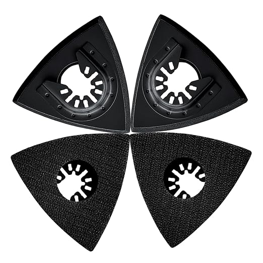 4-Pack Triangle Oscillating Sanding Pads – 3-1/8 Inch Hook & Loop Multi Tool Sanding Attachment for Woodworking, Paint Removal, and Finishing