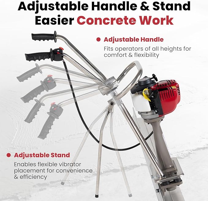 1.4HP Concrete Power Screed with 10ft & 14ft Aluminum Boards, Vibrating Screed Concrete Tool 8000RPM with Adjustable armrests and brackets for Construction