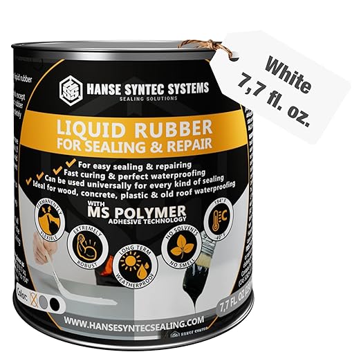 HSS Liquid Rubber White 7.7oz – MS Polymer Sealant for Roof, Cracks, Walls & Any Repairs, Solvent-Free, Flexible Liquid Membrane
