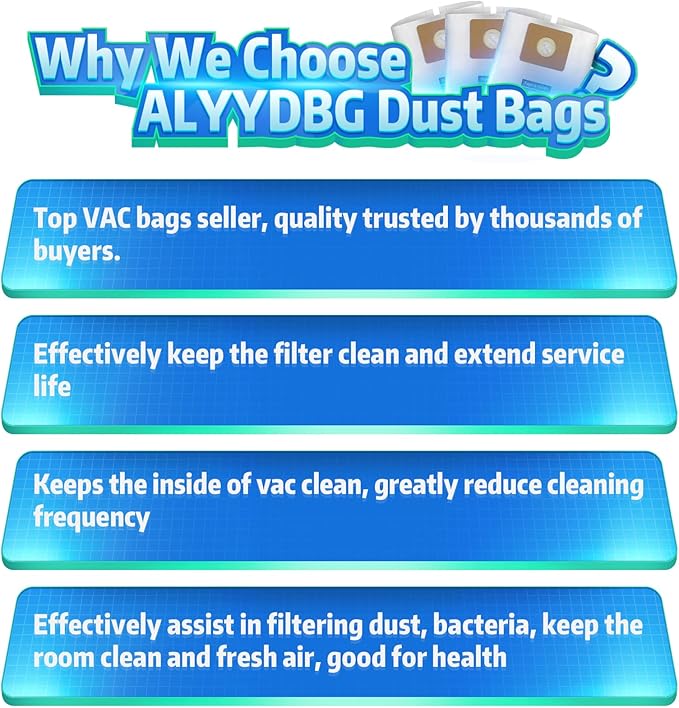 for Shop Vac Bags 3 Gallon, Type C - 90669 9066900 9066933 Vacuum Cleaner Disposable Collection Filter Bags 5 PCS