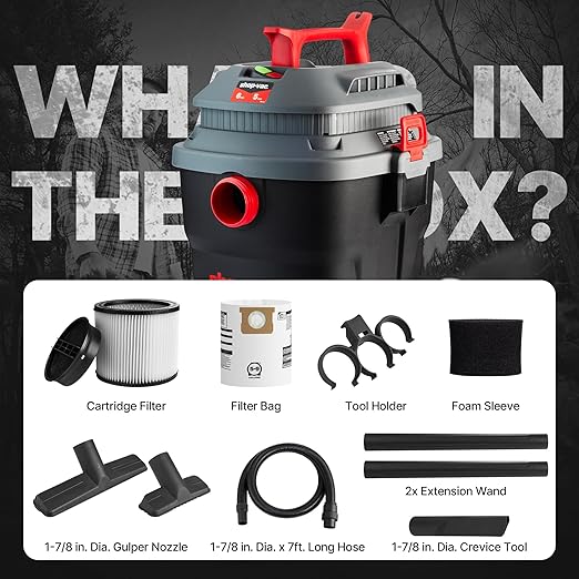 Shop-Vac 6 Gallon 5 Peak HP Wet/Dry Vacuum, Portable Shop Vacuum with Attachments for Jobsite, Garage & Workshop. 5430097