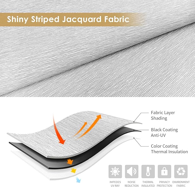 ALLBRIGHT 100% Blackout Roller Blinds Woven Shades with Striped Jacquard, Cordless Window Shades, UV Protection Fabric, Easy-Install for Indoor Home & Office, Grey Old, 23" W x 72" H