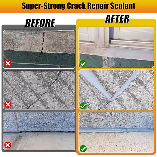Concrete Crack Filler, 2 PCS Self Leveling Cement Crack Sealant, Quick-Drying Sealing Adhesive Repair Sealer for Driveways, Sidewalks, Patios, Waterproof Outdoor Joint Caulking Glue, Gray