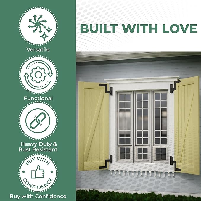 Renovators Supply Manufacturing - Heavy-Duty Black Wrought Iron Shutter Lift Off Pintle Hinges Colonial Pin Reversible for Doors, Window and Shutters with Hardware 6 1/2 Inches, Pack of 6 Pairs