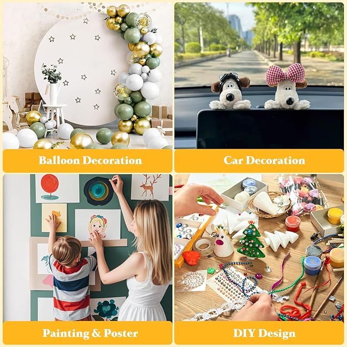 Double Sided Sticky Tack – 490pcs Easy to Peel Sticky Dot,Clear Removable Balloon Glue Poster Dots for Crafts, Posters, Balloons, and DIY Projects