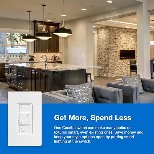 Lutron Caseta Original Smart Dimmer Switch Kit, 2 Dimmer Switches, 2 Wall Plates, 2 Pico Remotes, and Smart Hub, Works with Alexa, Apple Home, Google Home, 3 Way, 150W, No Neutral, P-BDG-PKG2W-A