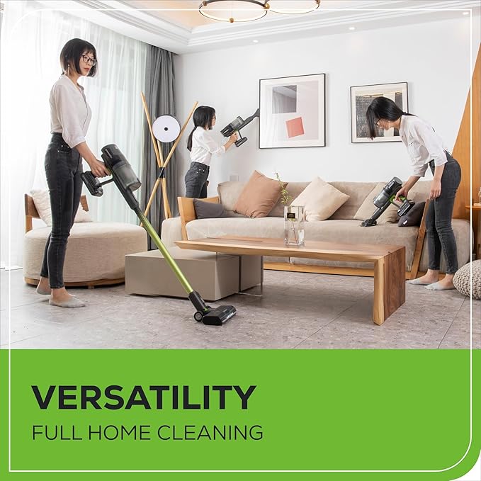 Greenworks 24V Brushless Cordless Stick Vacuum, Lightweight, Handheld, Pet, Anti-Allergen HEPA Filtration, Hard Floor, Carpet, Car, 4Ah Battery, and 30-Minute Charge Time (Green)
