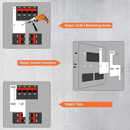 Generator Interlock Kit Compatible with GE General Electeric Vertical 150 or 200 Amp Panels 2-1/4 Inch Spacing Between Main and Branch Breaker
