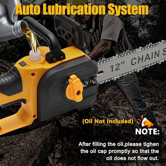 12 Inch Cordless Chainsaw Compatible With Dewalt 20V MAX Batteries with Replacement Chain, Battery Powered Chainsaw for Wood Cutting|Tree Trimming|Camping (Battery & Charger Included)