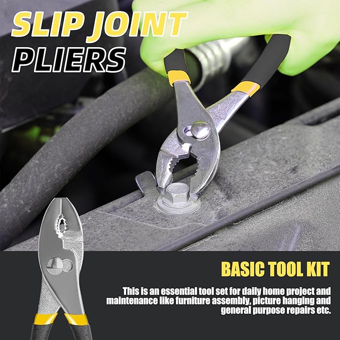 DOWELL 40 Piece Home Tool Set Yellow, General Household Hand Tool Kit with Plastic Toolbox Storage Case, Mini Repair Tool kit for Women, College Students, Home Use & More