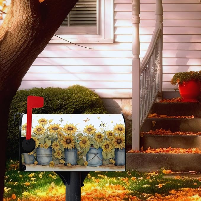 Personalized Custom Mailbox Covers Magnetic Large Size Add Photo Picture Family Name House Address Text Customized Mailbox Post Cover Pet Mailbox Wraps Decor Waterproof for Garden Yard 21x25.5 Inch