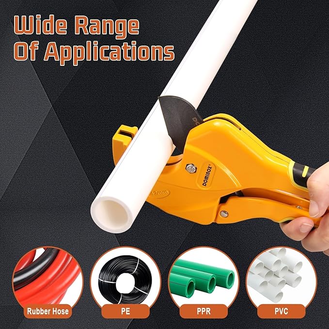 DOMINOX PVC Pipe Cutter, Cuts up to 1-5/8”, Professional Cutting PEX, PVC, and PPR Pipe, Etc, SK5 Blade and Aluminum Alloy Body, One-hand Rapid Cutting Tool for the Pipe