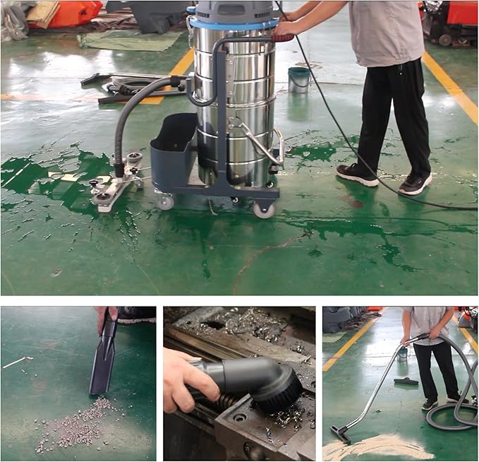 SM100 Industrial Wet/Dry Vacuum with Jet Pulse Filter Cleaning Function, 26.4-Gal Tank, 212 CFM, 120" Water Lift, HEPA Filtration, Detachable Squeegee