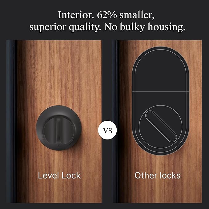 Level Lock (Matter) Smart Lock - World's Smallest, Most Beautifully Designed Matter-Over-Thread Deadbolt - Level App for iOS & Android | Works with Apple Home (Matte Black)