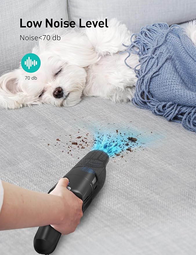 Aspiron Cordless Handheld Vacuum, 24KPA Powerful Car Vacuum, Rechargeable, Charging Dock, Ergonomic Handle, 2-in-1 Crevice Tool, 1.8lb Portable Vacuum Cleaner with 2-Speed for Car, Home, Black Grey