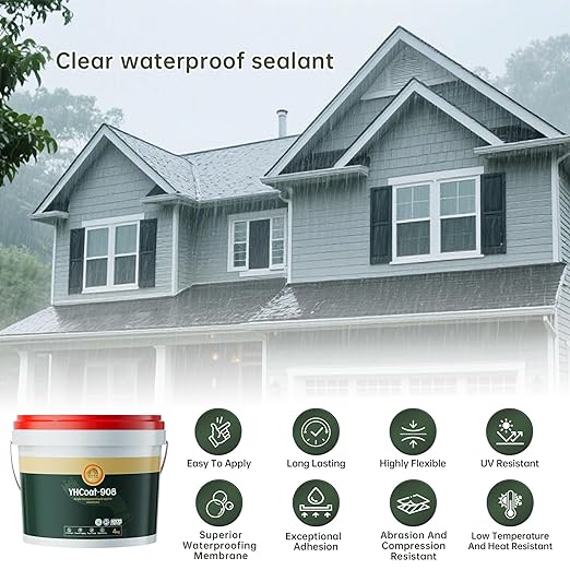 1 Gallon Transparent Waterproof Coating, Clear Acrylic Sealant Invisible Adhesive Leak Repair Agent for Concrete, Wall, Wood, Brick, Stone, Water-Based Outdoor & Indoor Sealer 4KG