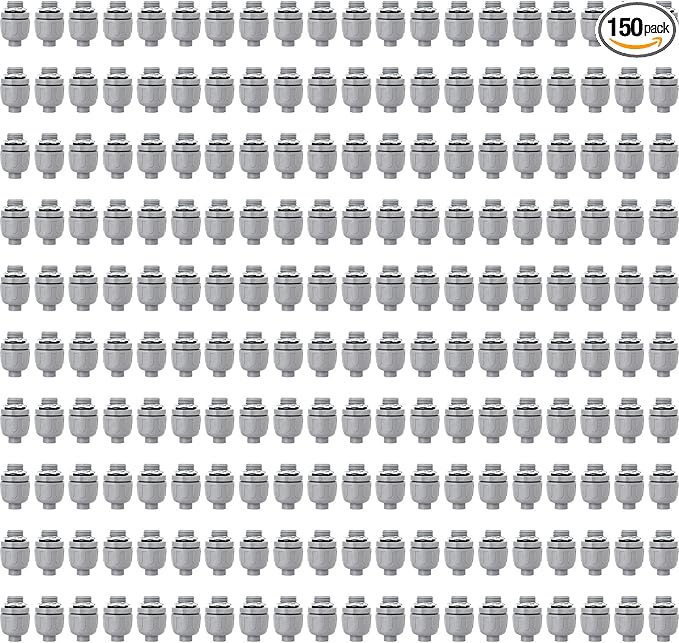 1/2 inch Liquid Tight Connector PVC Flexible Conduit Connector,Straight 180 Degree UL Listed Liquid Tight Conduit Fittings (150 Pack)