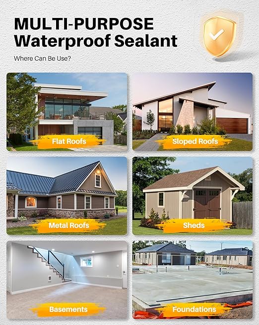 Polyurethane Waterproof Coating 1 Gallon for Indoor & Outdoor Use, Multi-Surface Crack & Leak Repair Coating, Durable Flexible Protective Roof Waterproof Sealant, Light Gray