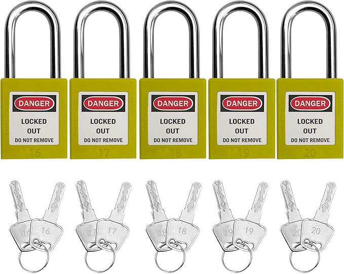 Lockout Tagout Locks, Safety Padlock, Keyed Differently Loto Safety Padlocks for Lock Out Tag Out Kits Station (Yellow 11-20)