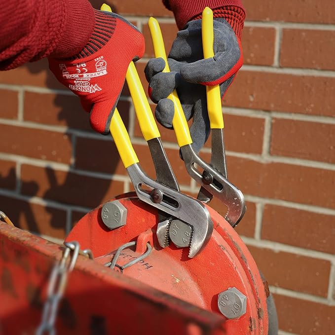 TOPLINE 4-piece Tongue and Groove Joint Pliers Set with Dipped Handles, Groove Joint Pliers Set Included 12-Inch, 10-Inch, 8-Inch and 6-Inch, Ideal for Basic Home Repair and General Applications