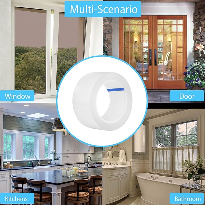 Weather Stripping Sealing Tape Clear Windows Insulation for Doors Draft Isolation Gaps Adhesive Nano Residue-Free (2 in x 33FT)