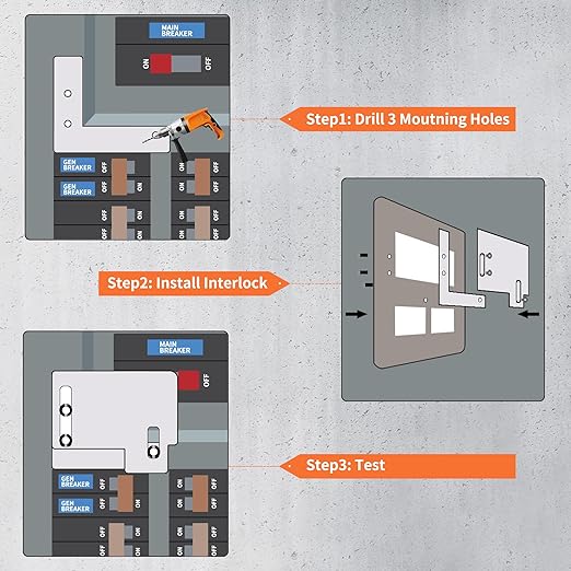 Generator Interlock Kit Fit for Horizontal Main Cutler Hammer CH Series TAN Breaker 150 or 200 amp Panels,1 1/2 Inch Space Between Main & Generator Breaker
