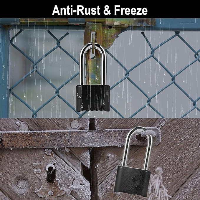 2pcs Combination Lock, 4-Digit Heavy Duty Combo Lock, Combination Padlock Outdoor Waterproof Gate Locks for Outdoor Fence, Locker, Sheds, Gym, Gate Hasps (2pcs, Long Shackle)