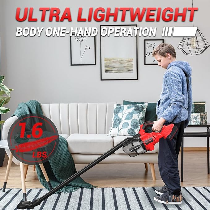 Cordless Vacuum Cleaner Compatible with Mil-Wuakee 20V Battery,20000Pa High Power Handheld Vacuum with HEPA Filter, 5 in 1 Portable Electric Vacuum With LED Light for Carpets, Floors&Cars (No Battery)