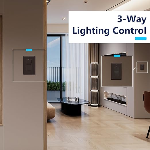 LIDER Dimmer Paddle Switch for Dimmable 300W LED/CFL Lights, 1-Pole or 3-Way, 120 V, Modern Upgrade, UL Listed, Wall Plate Included, Brown