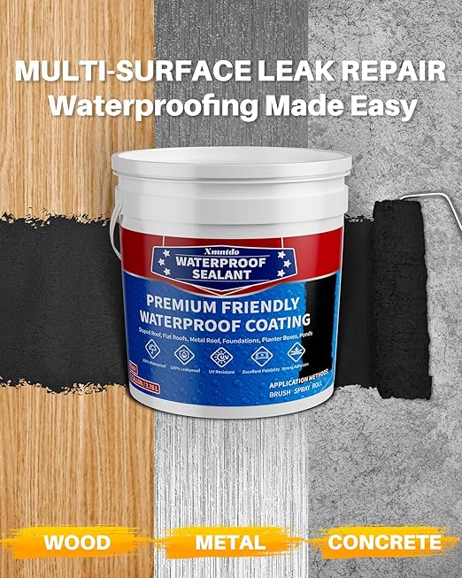 Polyurethane Waterproof Coating Black, 1 Gallon, Roof Sealant Waterproof Coating for Flat & Matal Roofs, Foundations, Concretes, Indoor and Outdoor Leak Repair Basement Sealer Waterproofing