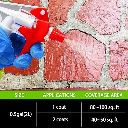 Wet Look Stone Sealer - 64oz High Gloss Paver Sealer Stone Color Enhancer Concrete Sealer with Long-Lasting Gloss Protection, Stain Proof for Interior and Exterior Slate, Driveway, Floor, Standsotne
