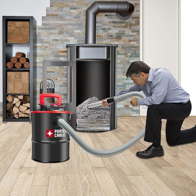 Porter-Cable 4 Gallon Ash Vac, 4 Peak HP Ash Vacuum with Powerful Suction for Fireplaces, Wood Burning Stoves, Bonfire Pits and Pellet Stoves