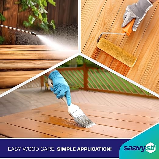 Eco-Friendly Silicone Premium Wood Waterproof Sealer – 16 oz Concentrate, Makes 1 Gallon, VOC-Free, Non-Toxic for Exterior/Interior Garden Bed, Planter, Deck, Fences & Furniture - Clear Finish