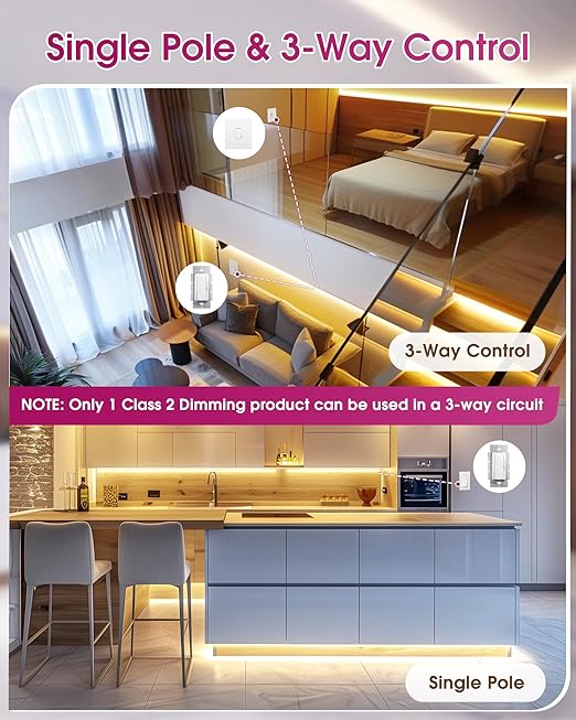 Dimmer Light Switch & 12V 120W Dimmable LED Driver 2 in 1, UL Listed Class 2 Single-Pole or 3-Way Slide Dimmer Switch for Led Lights,120VAC to 12VDC Power Supply for Low Voltage Project, Glossy White