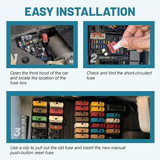 NuIth Manual Reset Mini Fuse Circuit Breakers 10A, E39 Low Profile ATO/ATC Circuit Breaker Blade Fuse 12V-32V DC 10A Re-settable Standard Blade Fuses for Car Truck RV Marine (2PCS-10A)