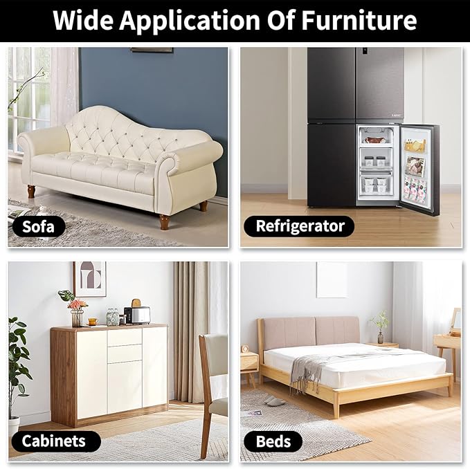 Ezprotekt 5" Square Felt Furniture Movers Sliders for Hardwood Floors, 8 Pcs Reusable Felt Furniture Moving Pads for Heavy Duty Bed Sofa Fridge Couch, Move Item Easily and Quickly (Black)