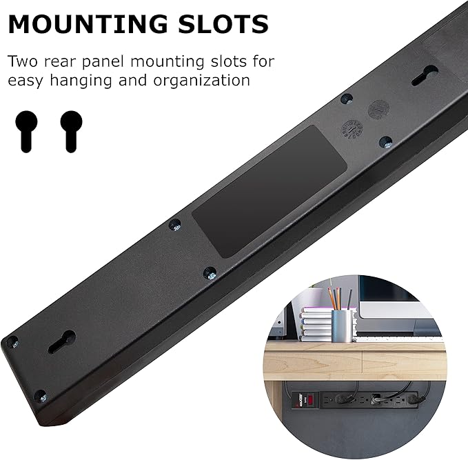 Digital Energy 15 FT 8 Outlet Surge Protector Power Strip - 15 AMP, 1875 W, 125 V, 350 J Surge Protection, ETL Listed - Flat Plug, Black