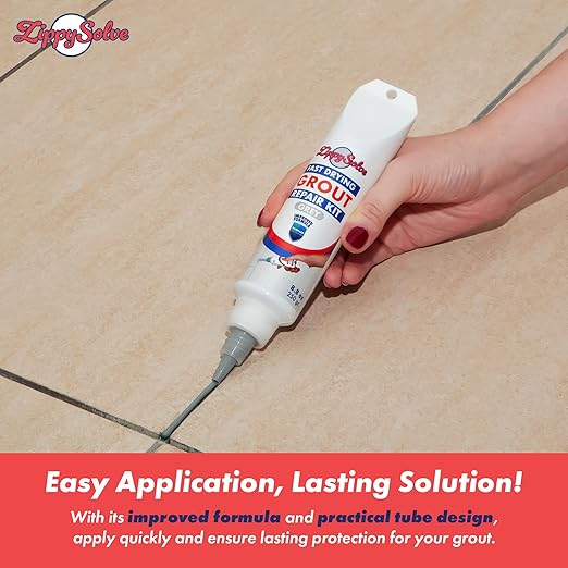 Tile Grout, Repair Kit,Restore & Renew Tile Joints Line, Fast Drying Grout Paint Squeeze Tube for Bathroom Shower Kitchen Floor, Waterproof (8.8 oz) (Grey)