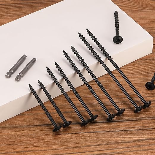 #14 x 3 Inch Lag Screws (88Pcs) 2lb. Structural Wood Screw, Black, Carbon Steel, Washer Head, Rust Resistant epoxy Coated, T30 Star Bit