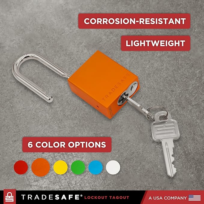 TRADESAFE Lockout Tagout Locks Set - 10 Orange Aluminum Loto Locks, Keyed Different Lock Out Tag Out Padlocks, 2 Keys Per Lockout Padlock, OSHA Compliant