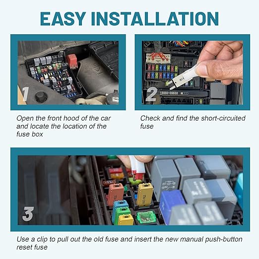 NuIth Manual Reset 25A Mini Fuse Circuit Breakers, E73 Low Profile ATM Circuit Breaker Blade Fuse DC 28V Resettable Standard Blade Fuses for Car Truck RV Marine (2PCS-25A)