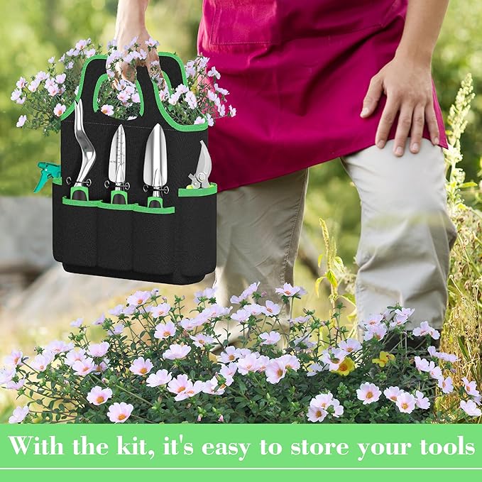 WNJ Garden Tool Set, 14PCS Complete Set of Heavy-Duty Stainless Steel Gardening Hand Tools with Stylish and Durable Tool Bag and Non-Slip Rubber Grips, Ideal Gardening Kit Gift for Women and Men