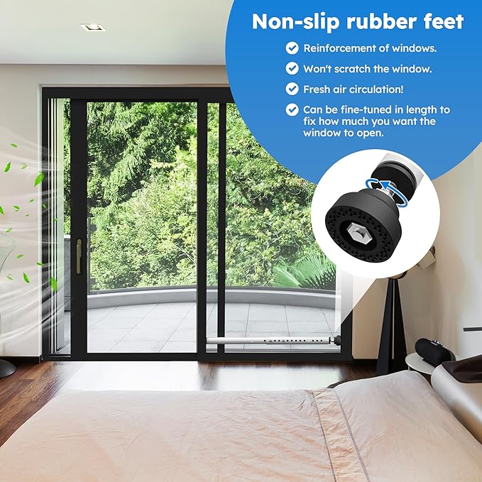 WooFog(Short)Security Bars for Sliding/Vertical Window, Adjustable Window Jammer Bars Security Inside,(Small)Window Guards for Home Security, 11" to 18" Anti Theft Window Safety Lock Bar -White 2 Pcs