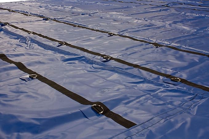 Mytee Products 20' x 27' Flatbed Truck 18 Oz Lumber Tarp with 6 FT Drop - Blue Heavy Duty Vinyl Waterproof Tarp for Trailers to Protect Cargo from Wind, Rain, Snow and Sun