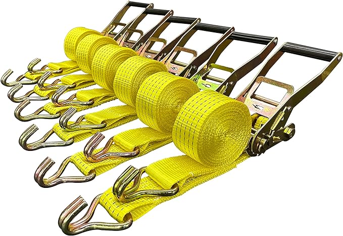 6 Pack 2" x15' Ratchet Strap Tie Down 5000LB J Hook