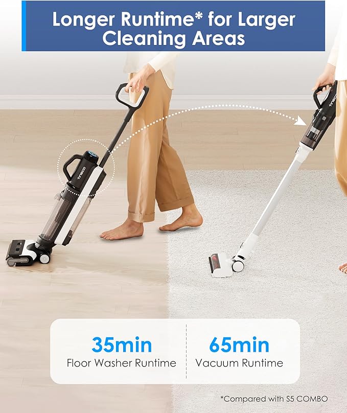 Tineco Floor ONE Switch S6 Cordless Wet Dry Vacuum Cleaner, Smart Floor Cleaner Mop, 5-in-1 Multi-Function Stick Vacuum FlashDry Self-Cleaning Dual-Edge Cleaning, Whole-House Cleaning