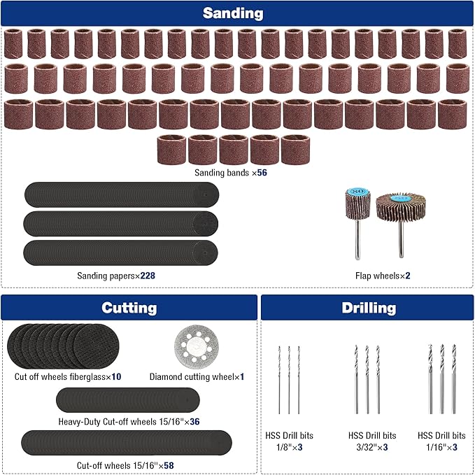 WORKPRO 476PCS Rotary Tool Accessories Kit, Rotary Tool Bits for Easy Cutting, Sanding, Grinding, Carving, Polishing, Drilling and Engraving