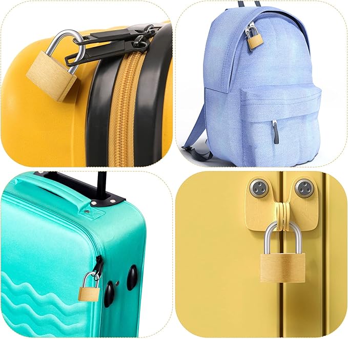 Kenning 16 Pcs Solid Keyed Alike Padlocks 1.18" Solid Brass Padlock with Key Weatherproof Luggage Locks Suitcase Lock Wide Body with Hardened Steel Shackle for Sheds, Storage Unit, Gym Fence